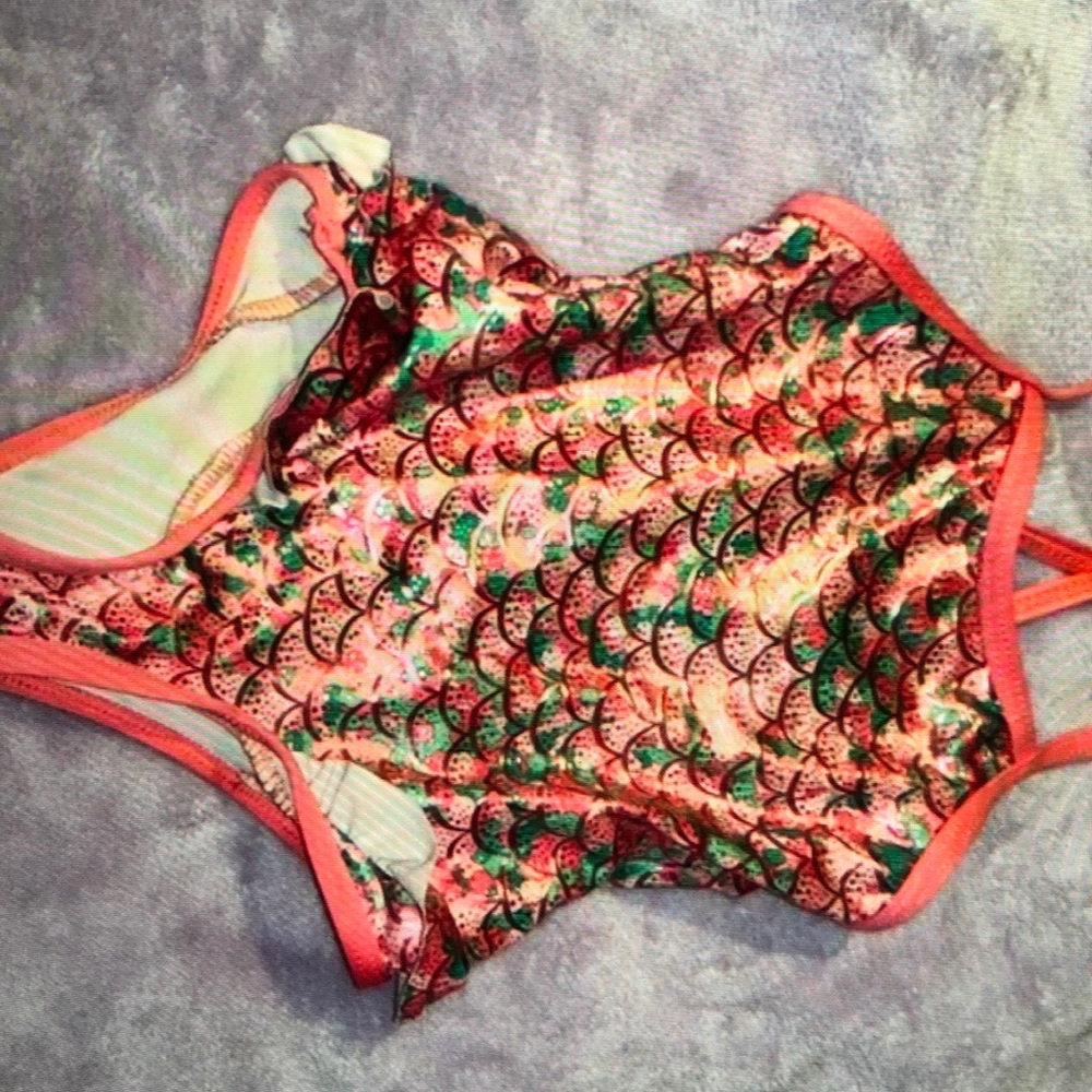 Pink platinum baby Girl metallic neon coral one piece swimsuit